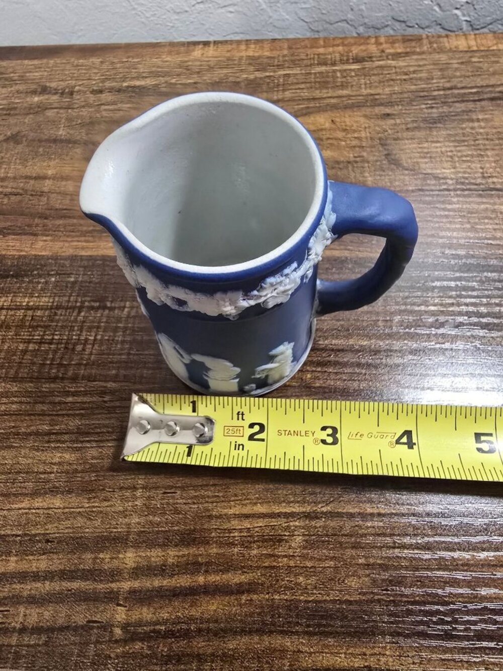 Antique Wedgwood Cobalt Blue & White Jasperware Pitcher With Greek Revival READ - Picture 10 of 10